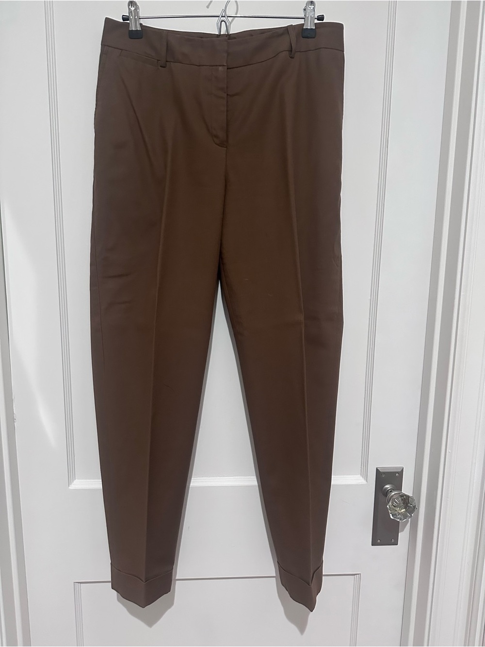 Lafayette 148 Classic Tailored Tobacco Brown Cotton Blend Pants-Size 12